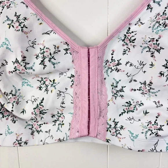 Penningtons Wireless Heather Cotton Bra ti VOGLIO Floral Front Closure Size 48D - Picture 4 of 6